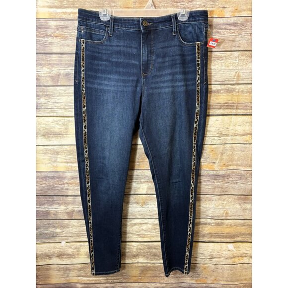 SkinnyGirl Jeans 31 12 Broadway High Rise‎ Cheetah Velvet Side Stripe Skinny - Picture 2 of 5
